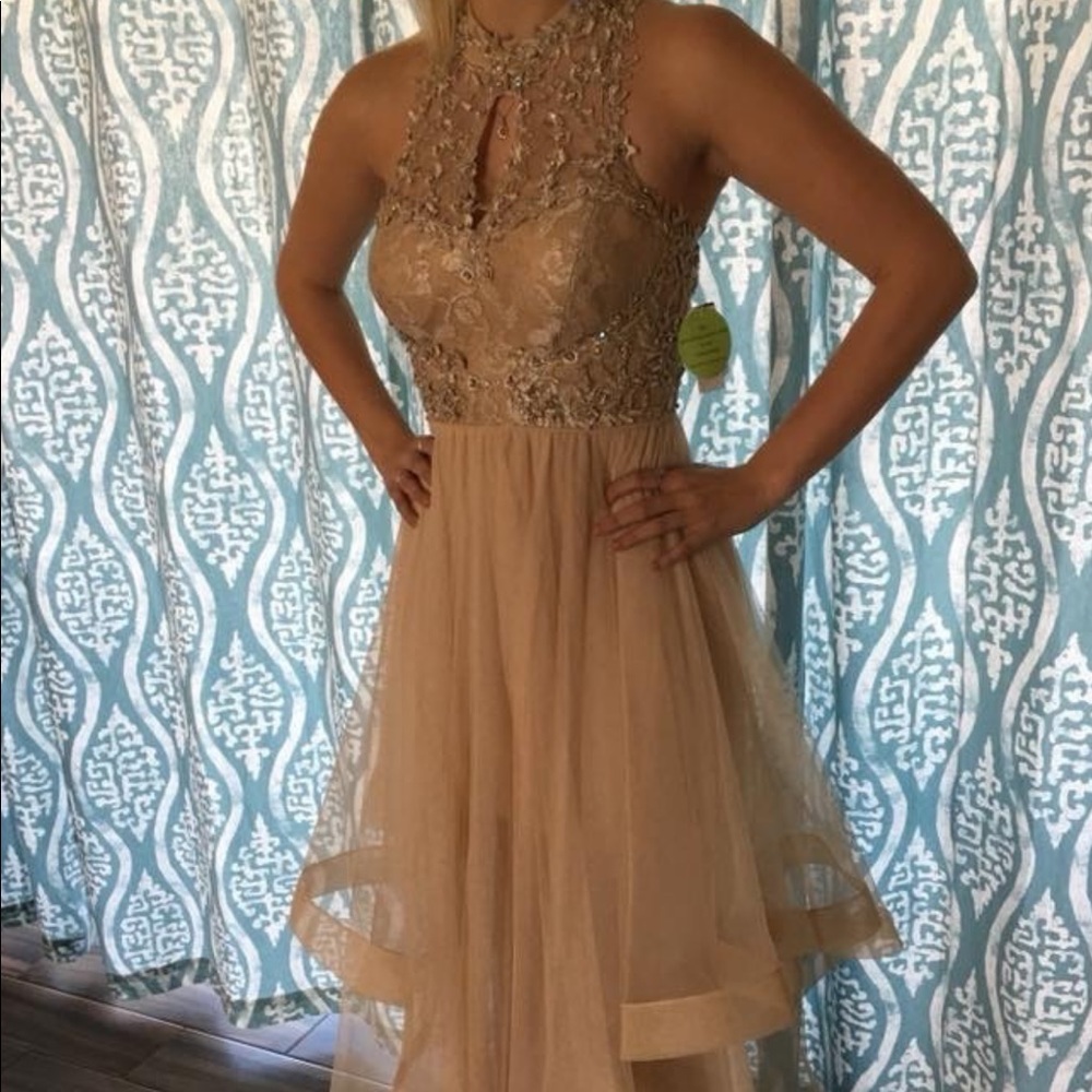 Long tan formal dress